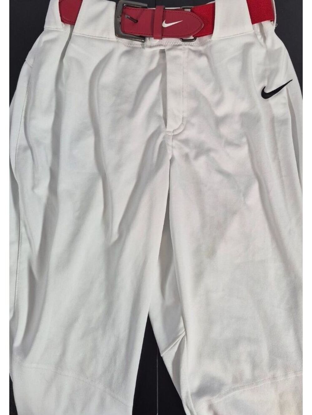 Nike Team Large White Baseball Softball Pants With Red Belt